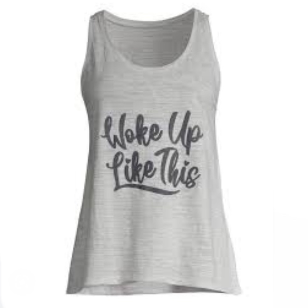 SECRET TREASURES SLEEPWEAR 8-10 gray sleeveless I WOKE UP LIKE THIS Womens